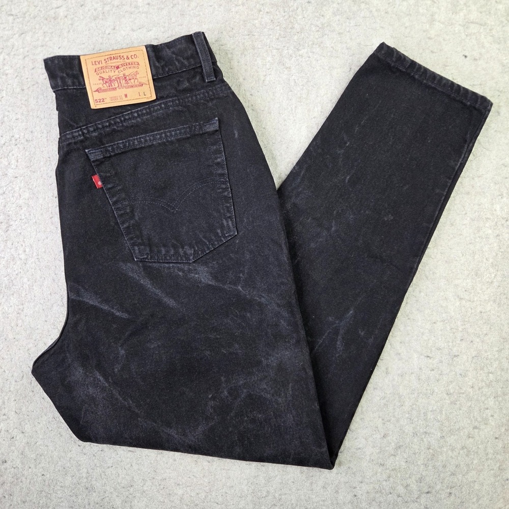 Vintage Levis 522 Women Jeans Size 20 L Black Tapered Leg Fit 1995 Made in USA